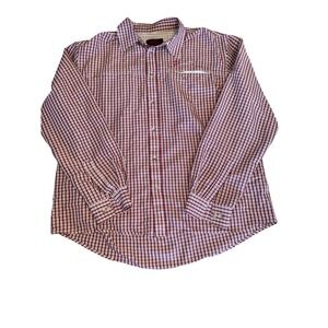 Fjallraven Mens XL Red Plaid Long Sleeve Hiking Button Down Shirt Mesh Lined